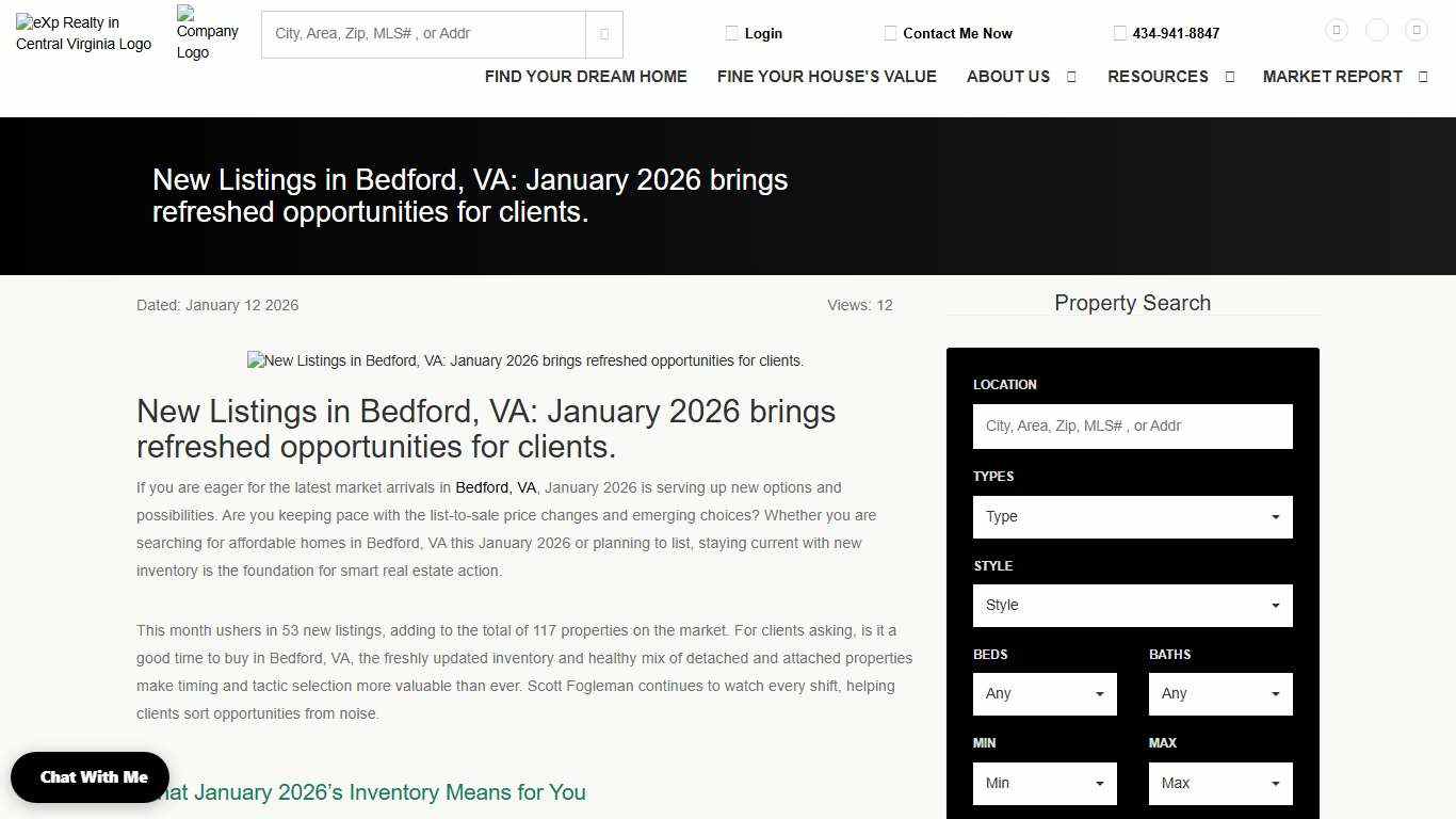 New Listings in Bedford, VA: January 2026 brings refreshed opportunities for clients.